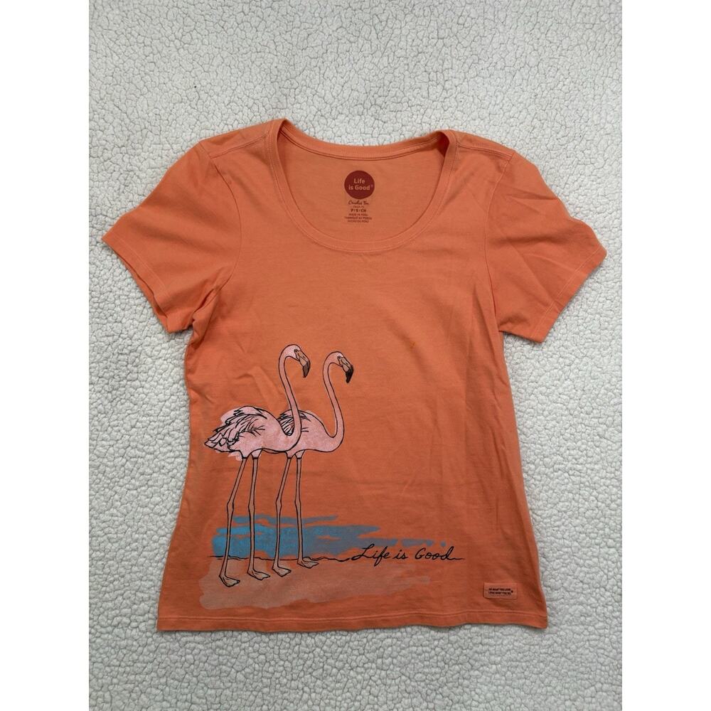 Life Is Good Crusher Tee Size Small Salmon Flamingo Tropical Classic Fit T-Shirt